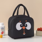 Geantă Frigorifică, Flippy, cu Desene Animat, Portabilă pentru Copii, de Prânz, din Pânză Oxford, 22x14x19 cm, Model Veverita, Negru - imagine 4