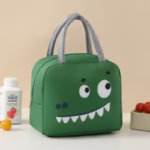 Geantă Frigorifică, Flippy, cu Desene Animat, Portabilă pentru Copii, de Prânz, din Pânză Oxford, 22x14x19 cm, Model Crocodil, Verde - imagine 3