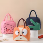 Geantă Frigorifică, Flippy, cu Desene Animat, Portabilă pentru Copii, de Prânz, din Pânză Oxford, 22x14x19 cm, Model Purcelus, Roz - imagine 7