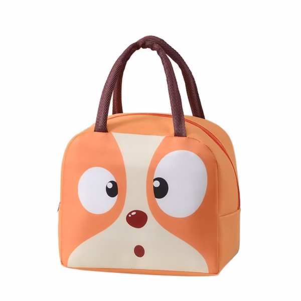 Geantă Frigorifică, Flippy, cu Desene Animat, Portabilă pentru Copii, de Prânz, din Pânză Oxford, 22x14x19 cm, Model Catelus, Maro - imagine 1