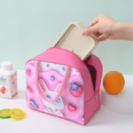 Geantă Frigorifică, Flippy, cu Desene Animate 3D, Portabilă pentru Copii, de Prânz, din Pânză Oxford, 23x13x19 cm, Model Iepuras, Roz - imagine 12