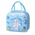 Geantă Frigorifică, Flippy, cu Desene Animate 3D, Portabilă pentru Copii, de Prânz, din Pânză Oxford, 23x13x19 cm, Model Elefantel, Albastru