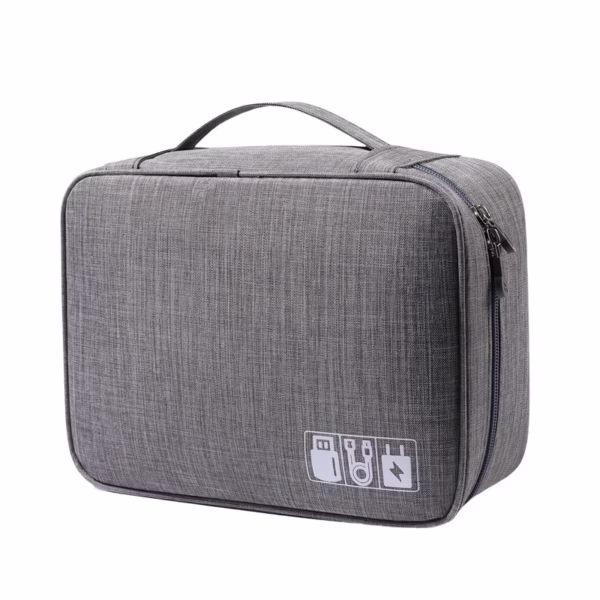 Geanta Organizatoare Flippy, Pentru Cabluri si Accesorii, Portabila, Impermeabila, 24,5 x 18 x10cm, Gri - imagine 9