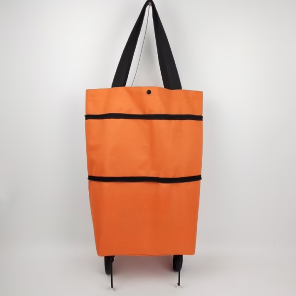Geanta Pliabila, Flippy, 2 in 1, Carucior cu Roti, pentru Cumparaturi, 19 l, Portocaliu, Plastic, 39 x 46 x 12 cm - imagine 1