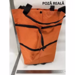 Geanta Pliabila, Flippy, 2 in 1, Carucior cu Roti, pentru Cumparaturi, 19 l, Portocaliu, Plastic, 39 x 46 x 12 cm - imagine 3