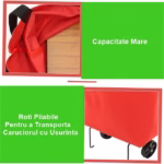 Geanta Pliabila, Flippy, 2 in 1, Carucior cu Roti, pentru Cumparaturi, 19 l, Rosu, Plastic, 39 x 46 x 12 cm - imagine 6