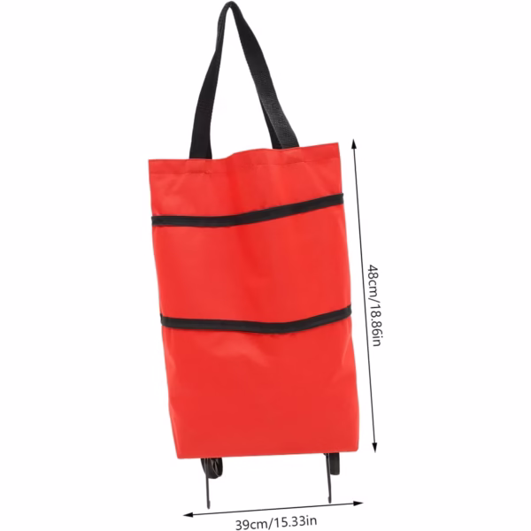 Geanta Pliabila, Flippy, 2 in 1, Carucior cu Roti, pentru Cumparaturi, 19 l, Rosu, Plastic, 39 x 46 x 12 cm - imagine 1