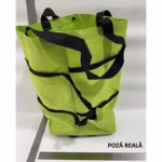 Geanta Pliabila, Flippy, 2 in 1, Carucior cu Roti, pentru Cumparaturi, 19 l, Verde, Plastic, 39 x 46 x 12 cm - imagine 3