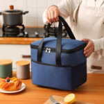 Geanta Termica Flippy pentru Pranz, Compartimente Telefon si Tacamuri, Multifunctionala, Impermeabila, 24x18x21 cm, Albastru - imagine 2