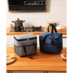 Geanta Termica Flippy pentru Pranz, Compartimente Telefon si Tacamuri, Multifunctionala, Impermeabila, 24x18x21 cm, Albastru - imagine 4