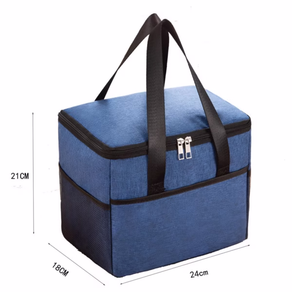 Geanta Termica Flippy pentru Pranz, Compartimente Telefon si Tacamuri, Multifunctionala, Impermeabila, 24x18x21 cm, Albastru - imagine 5