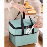 Geanta Termica Flippy pentru Pranz, Compartimente Telefon si Tacamuri, Multifunctionala, Impermeabila, 24x18x21 cm, Verde - imagine 3