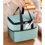 Geanta Termica Flippy pentru Pranz, Compartimente Telefon si Tacamuri, Multifunctionala, Impermeabila, 24x18x21 cm, Verde - imagine 5