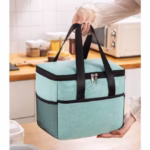 Geanta Termica Flippy pentru Pranz, Compartimente Telefon si Tacamuri, Multifunctionala, Impermeabila, 24x18x21 cm, Verde - imagine 6