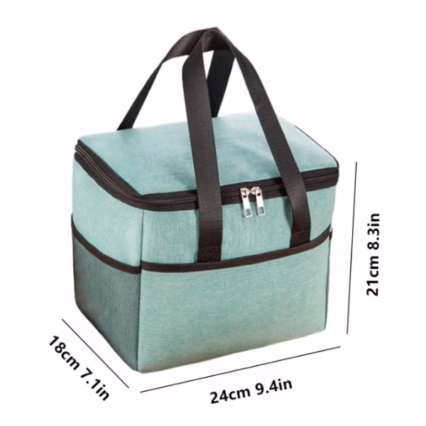 Geanta Termica Flippy pentru Pranz, Compartimente Telefon si Tacamuri, Multifunctionala, Impermeabila, 24x18x21 cm, Verde - imagine 7