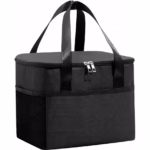 Geanta Termica Flippy pentru Pranz, Compartimente Telefon si Tacamuri, Multifunctionala, Impermeabila, 24x18x21 cm, Negru - imagine 5