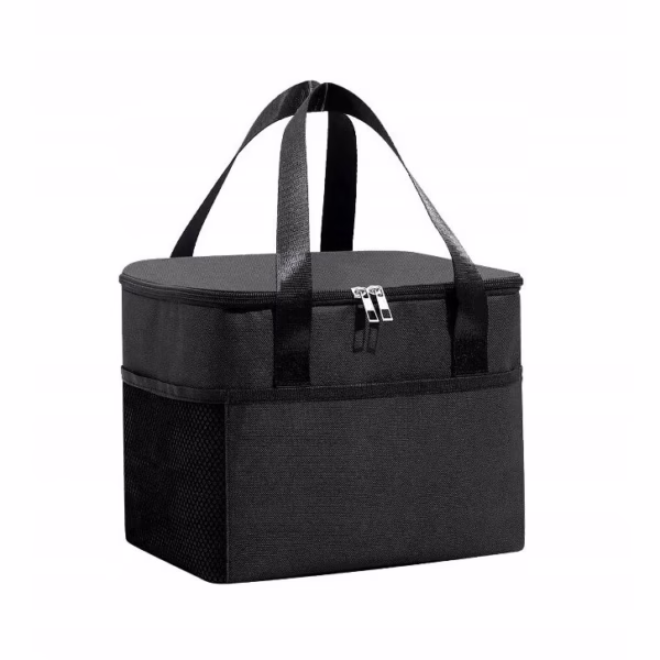 Geanta Termica Flippy pentru Pranz, Compartimente Telefon si Tacamuri, Multifunctionala, Impermeabila, 24x18x21 cm, Negru - imagine 1