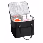Geanta Termica Flippy pentru Pranz, Compartimente Telefon si Tacamuri, Multifunctionala, Impermeabila, 24x18x21 cm, Negru - imagine 6