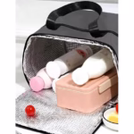 Geanta Termica Flippy pentru Pranz, Compartimente Telefon si Tacamuri, Multifunctionala, Impermeabila, 24x18x21 cm, Negru - imagine 7