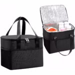 Geanta Termica Flippy pentru Pranz, Compartimente Telefon si Tacamuri, Multifunctionala, Impermeabila, 24x18x21 cm, Negru - imagine 9