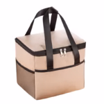 Geanta Termica Flippy pentru Pranz, Compartimente Telefon si Tacamuri, Multifunctionala, Impermeabila, 24x18x21 cm, Crem