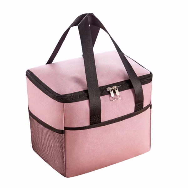Geanta Termica Flippy pentru Pranz, Compartimente Telefon si Tacamuri, Multifunctionala, Impermeabila, 24x18x21 cm, Roz - imagine 1