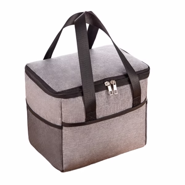 Geanta Termica Flippy pentru Pranz, Compartimente Telefon si Tacamuri, Multifunctionala, Impermeabila, 24x18x21 cm, Gri - imagine 1
