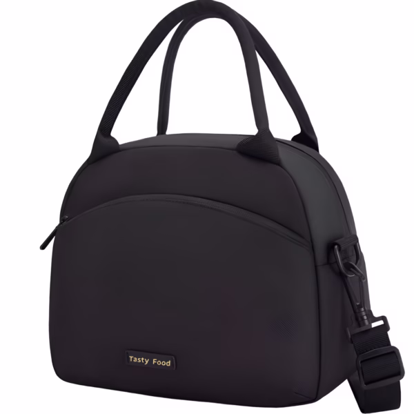Geanta Termica pentru Pranz Flippy, Multifunctionala, Compartimentata, Impermeabila, 2 Tipuri de Manere, 26x14.3x21.2 cm, Negru - imagine 1