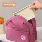 Geanta Termica pentru Pranz, Flippy, Multifunctionala, Compartimentata, Impermeabila, cu Manere, Buzunar Exterior, 22x14x19 cm, Roz - imagine 3
