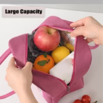 Geanta Termica pentru Pranz, Flippy, Multifunctionala, Compartimentata, Impermeabila, cu Manere, Buzunar Exterior, 22x14x19 cm, Roz - imagine 6