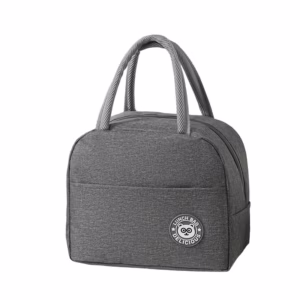 Geanta Termica pentru Pranz, Flippy, Multifunctionala, Compartimentata, Impermeabila, cu Manere, Buzunar Exterior, 22x14x19 cm, Gri