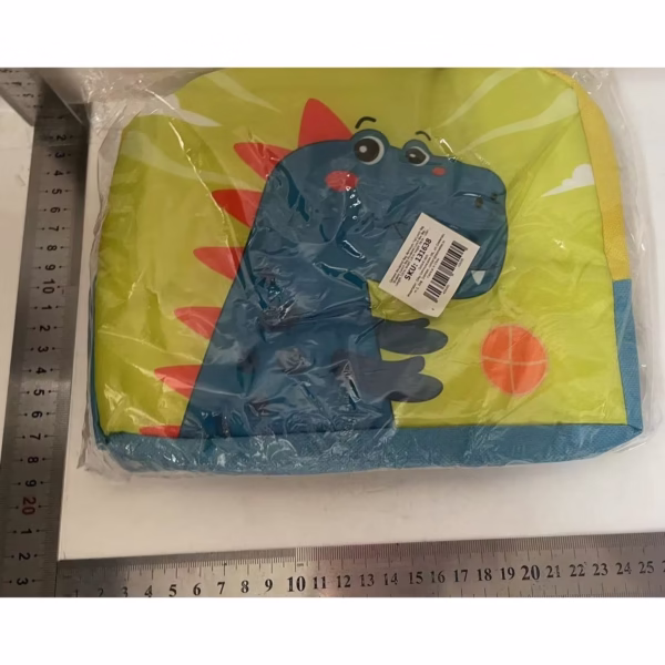 Geanta Termoizolanta pentru Copii, Flippy, 23x13x19 cm, Model Imprimeu Dinozaur, din Folie de Aluminiu si Panza Oxford, Albastru/Galben - imagine 2