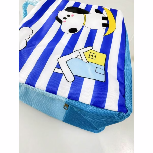 Geanta Termoizolanta pentru Copii, Flippy, 23x13x19 cm, Model Imprimeu Catel, din Folie de Aluminiu si Panza Oxford, Albastru/Alb - imagine 3
