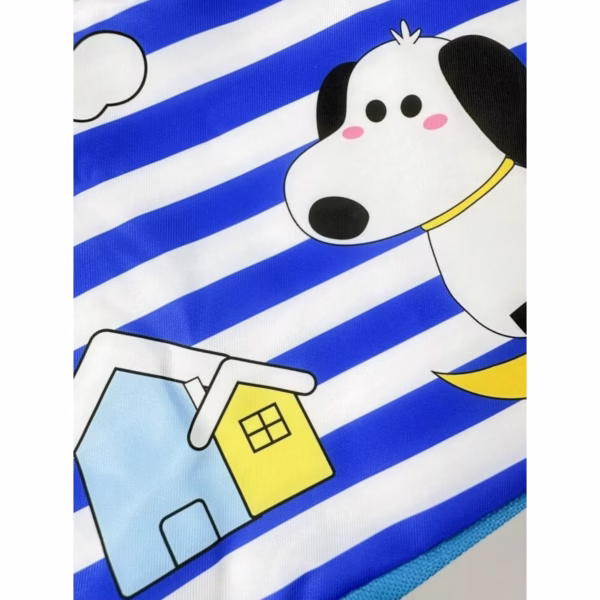 Geanta Termoizolanta pentru Copii, Flippy, 23x13x19 cm, Model Imprimeu Catel, din Folie de Aluminiu si Panza Oxford, Albastru/Alb - imagine 7
