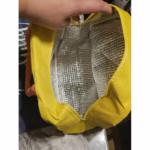 Geanta Termoizolanta pentru Copii, Flippy, 23x13x19 cm, Model Imprimeu Dinozaur, din Folie de Aluminiu si Panza Oxford, Albastru/Galben - imagine 3