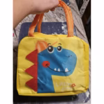 Geanta Termoizolanta pentru Copii, Flippy, 23x13x19 cm, Model Imprimeu Dinozaur, din Folie de Aluminiu si Panza Oxford, Albastru/Galben - imagine 7