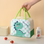 Geanta Termoizolanta pentru Copii, Flippy, 23x13x19 cm, Model Imprimeu Dinozaur, din Folie de Aluminiu si Panza Oxford, Verde - imagine 4