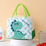 Geanta Termoizolanta pentru Copii, Flippy, 23x13x19 cm, Model Imprimeu Dinozaur, din Folie de Aluminiu si Panza Oxford, Verde - imagine 6