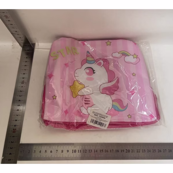 Geanta Termoizolanta pentru Copii, Flippy, 23x13x19 cm, Model Imprimeu Unicorn, din Folie de Aluminiu si Panza Oxford, Roz - imagine 2