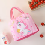 Geanta Termoizolanta pentru Copii, Flippy, 23x13x19 cm, Model Imprimeu Unicorn, din Folie de Aluminiu si Panza Oxford, Roz - imagine 6