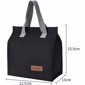 Geanta Termoizolanta Tip Bento Bag Flippy, Camping Cooler, Aluminiu, 22.5x13x25,5 cm, 3.3 L, Negru