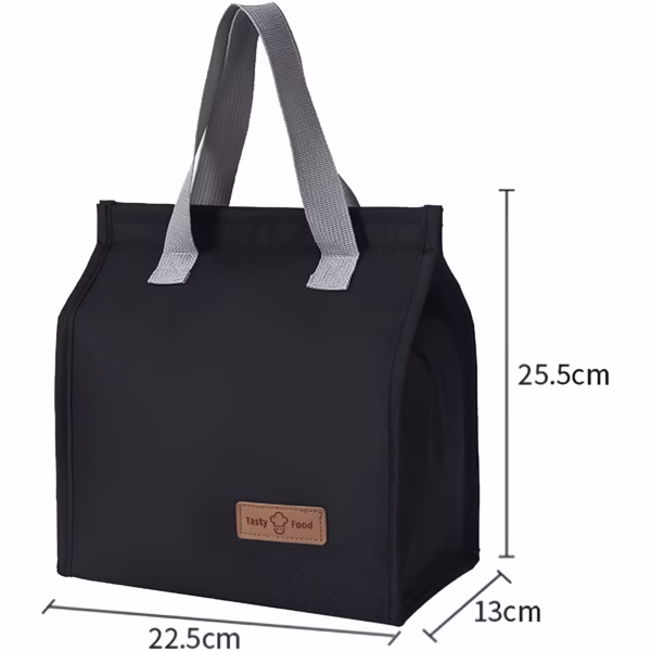 Geanta Termoizolanta Tip Bento Bag Flippy, Camping Cooler, Aluminiu, 22.5x13x25,5 cm, 3.3 L, Negru - imagine 1