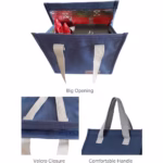 Geanta termoizolanta tip bento bag Flippy, camping cooler bag, Aluminiu, 22.5 x 13 cm, 3.3 L, albastru - imagine 2
