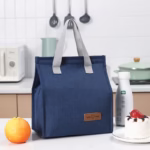 Geanta termoizolanta tip bento bag Flippy, camping cooler bag, Aluminiu, 22.5 x 13 cm, 3.3 L, albastru - imagine 4