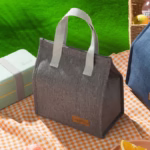 Geanta termoizolanta tip bento bag Flippy, camping cooler bag, Aluminiu, 22.5 x 13 cm, 3.3 L, gri - imagine 2