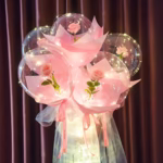 Trandafir in Balon LED cu Lumini, Flippy, Tip Buchet, Diametru 35 cm, Roz - imagine 4