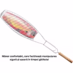 Gratar Grill Inox pentru Peste, Flippy, cu Maner, de Dimensiuni Reduse, Usor de Transportat si Depozitat, Argintiu, 56x12 cm - imagine 5