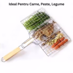 Gratar pentru Peste si Carne, Flippy, Suprafata Utila 32x19 cm, Otel Inoxidabil, cu Maner, Portabil, Argintiu - imagine 6