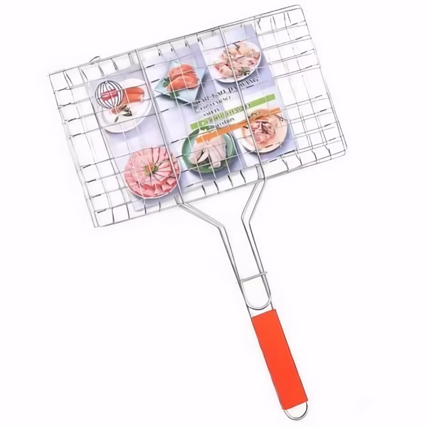 Gratar pentru Peste si Carne, Flippy, Suprafata Utila 32x19 cm, Otel Inoxidabil, cu Maner, Portabil, Argintiu - imagine 1