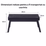 Gratar Portabil, Flippy, Confectionat din Metal, pentru Picnic, Gradina, Terasa, Camping, Dimensiuni Reduse, 60x22x23 cm, Negru - imagine 8